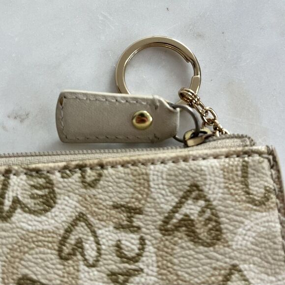 Coach Waverly Hearts Mini Card Wallet in Light Cream Khaki & Gold - Picture 6 of 9